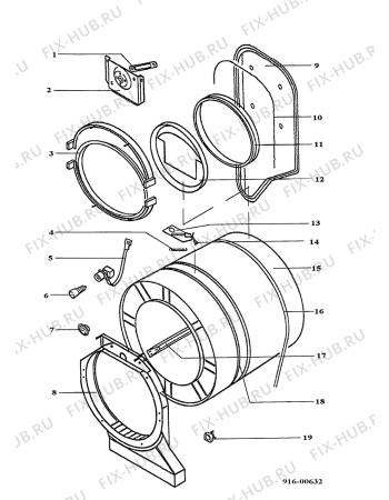 Взрыв-схема стиральной машины Electrolux EDC532E - Схема узла Drum